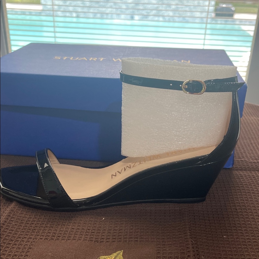 Stuart Weitzman Glossy Black Wedges - Picture 2 of 3